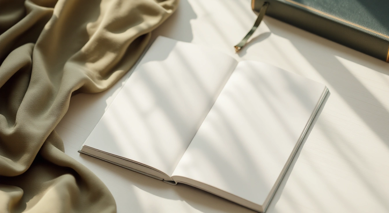 Unmarked pages and neutral study materials on a quiet desk.