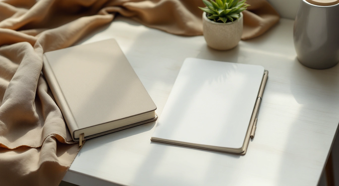 Unmarked pages and neutral study materials on a quiet desk.