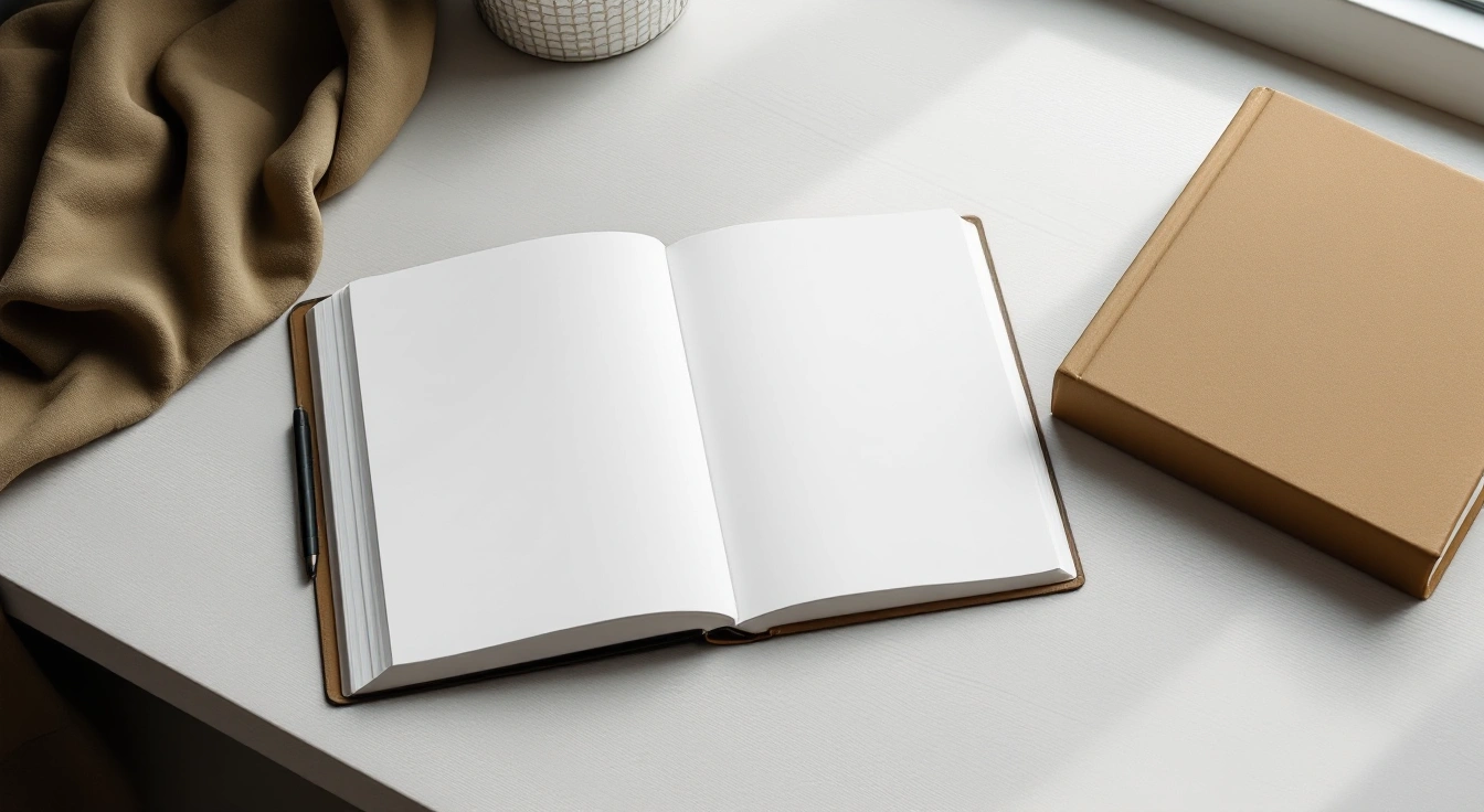 Unmarked pages and neutral study materials on a quiet desk.