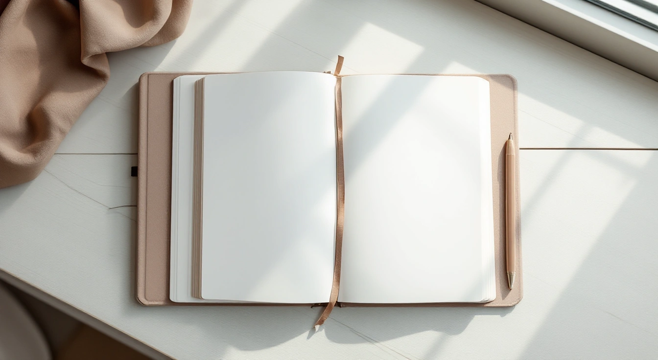 Unmarked pages and neutral study materials on a quiet desk.
