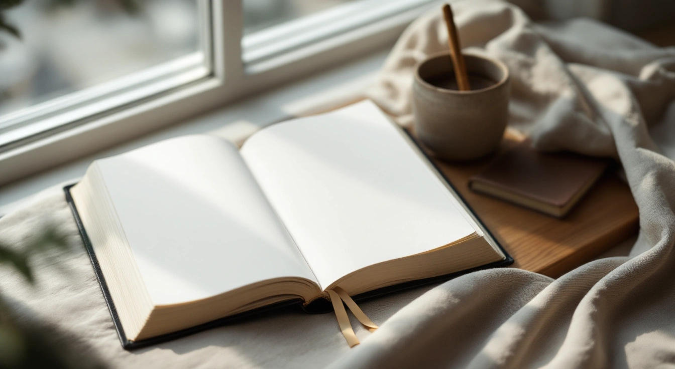 Open unmarked pages in natural light.