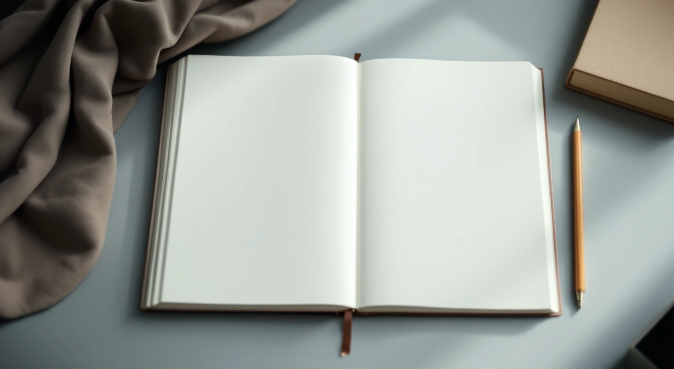 An open notebook among neutral study materials.